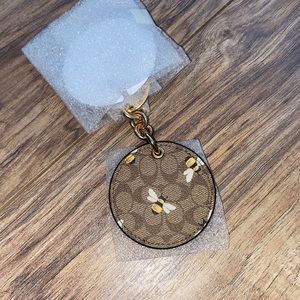 NEW, Authentic Coach Logo Mirror Keychain with bees prints
